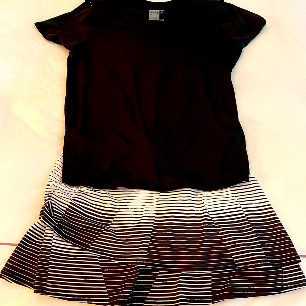 New w/o tags Lucky in Love M black & white tennis outfit, ret $129, now $69!